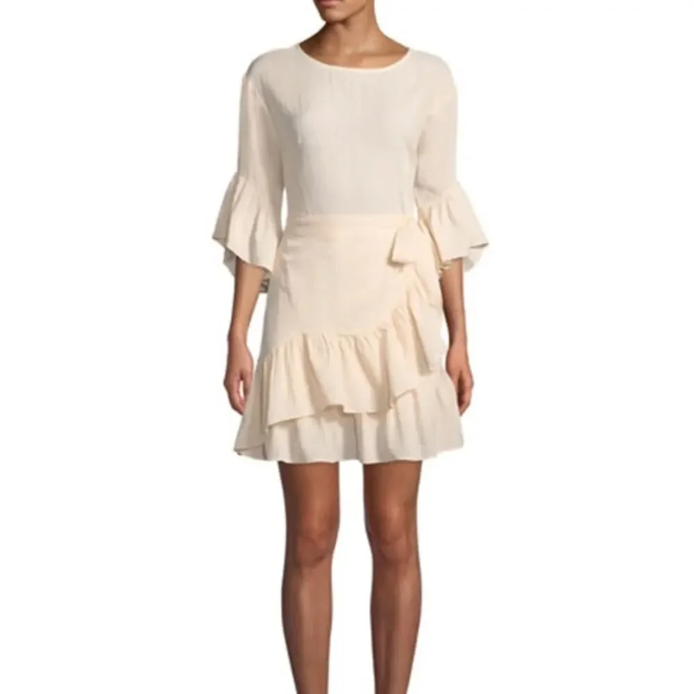 ASTR the Label Blush Pink Ruffle Bell Sleeve Faux Wrap Mini Dress - Size Medium - Picture 2 of 12